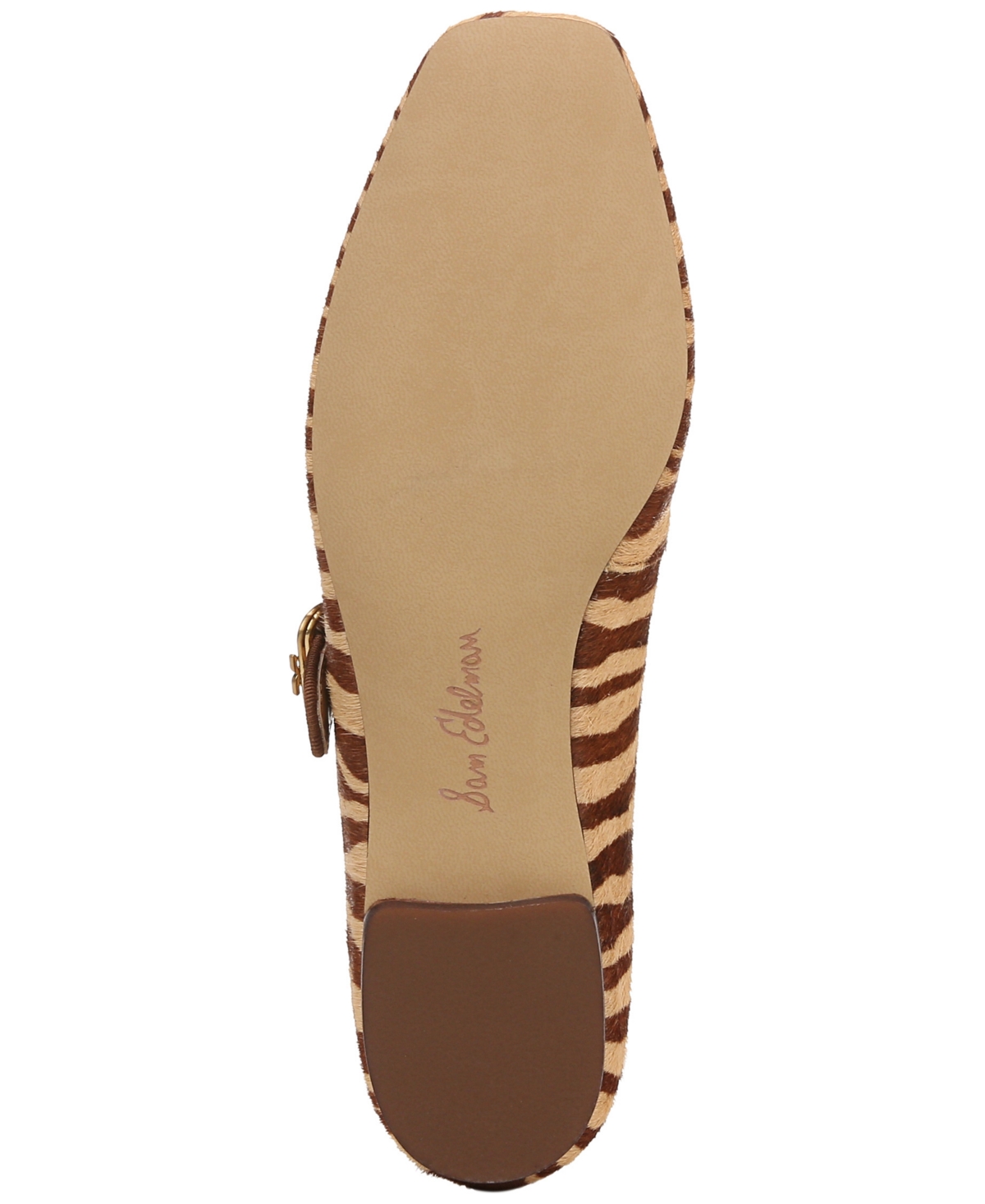 Sam Edelman Michaela Mary Jane Flat Camel Zebra Brahama Hair In Camel Zebra Brahama Hair Faux,raffia