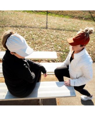 Women's Adjustable High Ponytail Running Hat - Cream