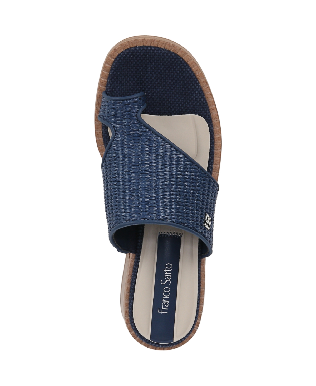 Franco Sarto Women's Sia Toe Loop Block Heel Slide Dress Sandals In Navy Blue Raffia
