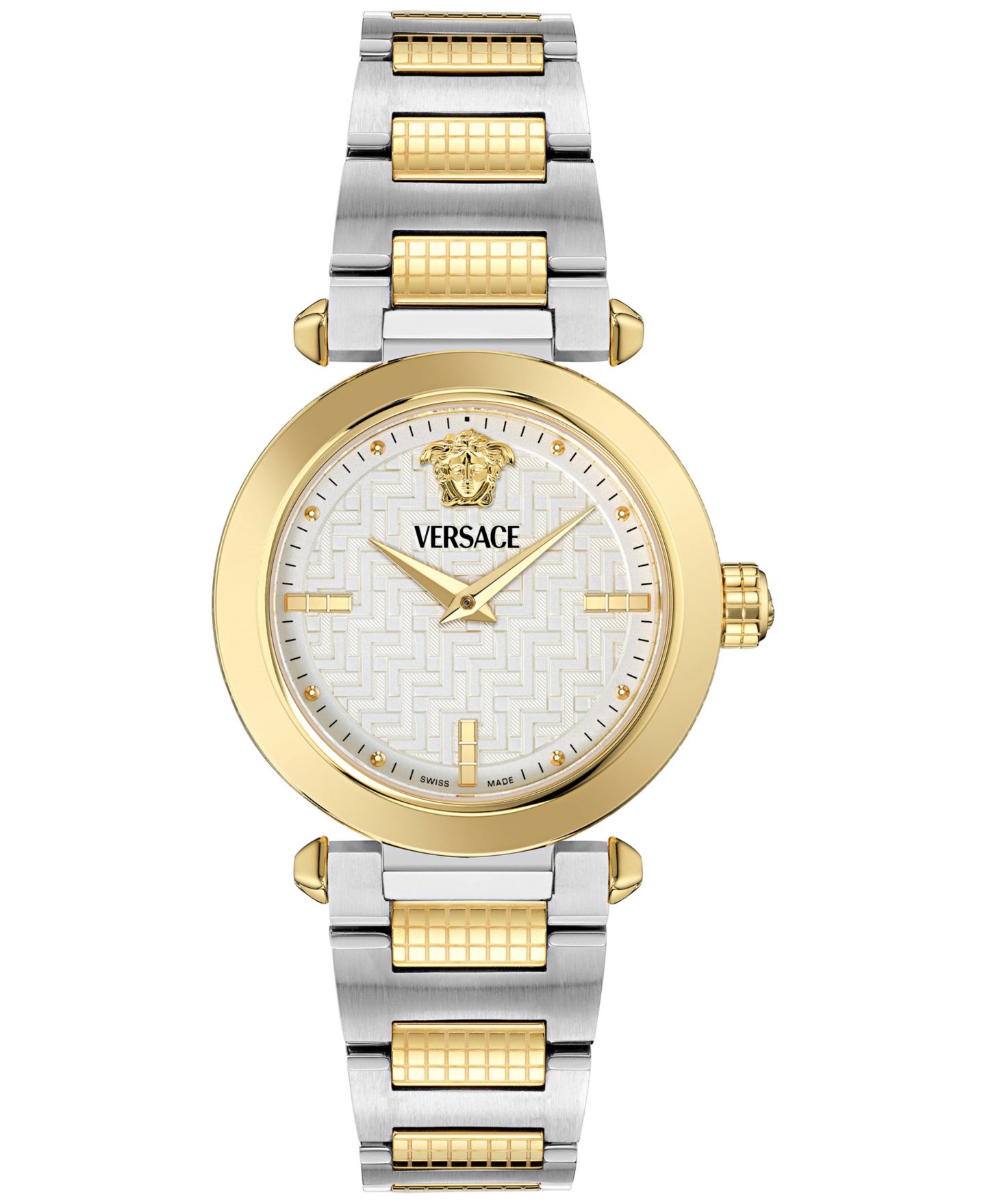 Женские часы Versace Swiss Greek Two-Tone Stainless Steel Bracelet Watch 35mm — фото 1