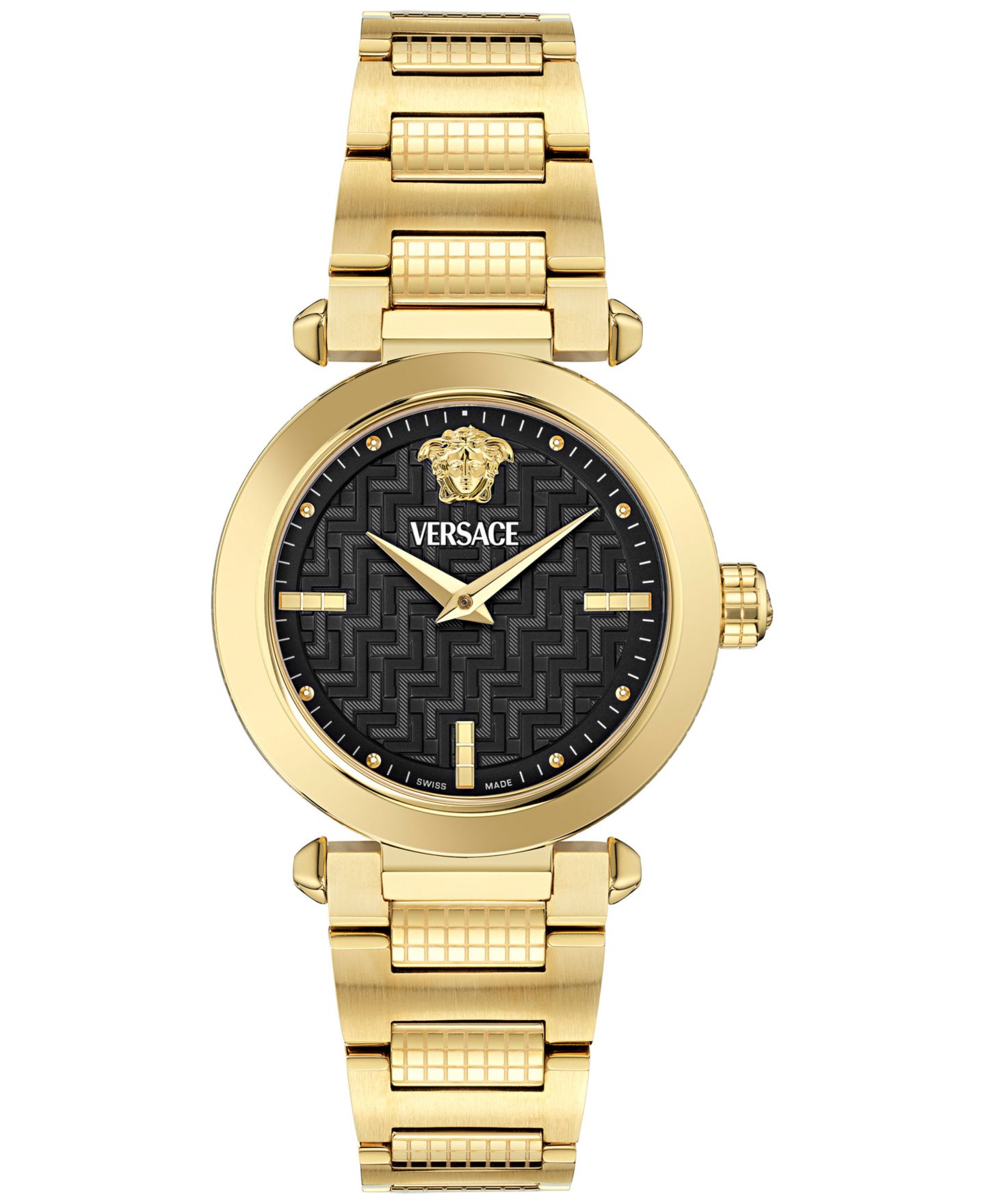 Женские часы Versace Swiss Greek Gold Ion Plated Bracelet Watch 35mm — фото 1