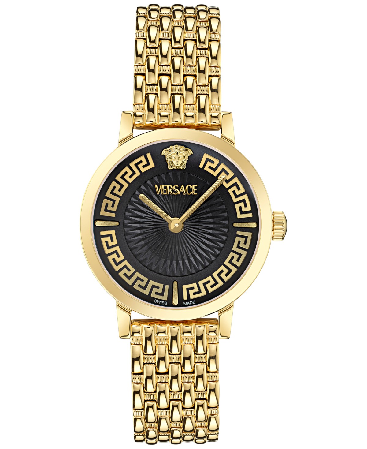 Женские часы Versace Greca Fortuna с браслетом, позолота, 35 мм — фото 1
