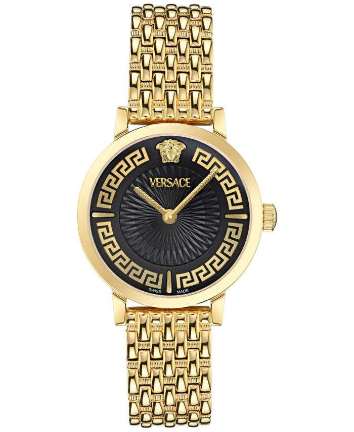 Versace Women's Swiss Greca Fortuna Gold Ion Plated Bracelet Watch 35mm