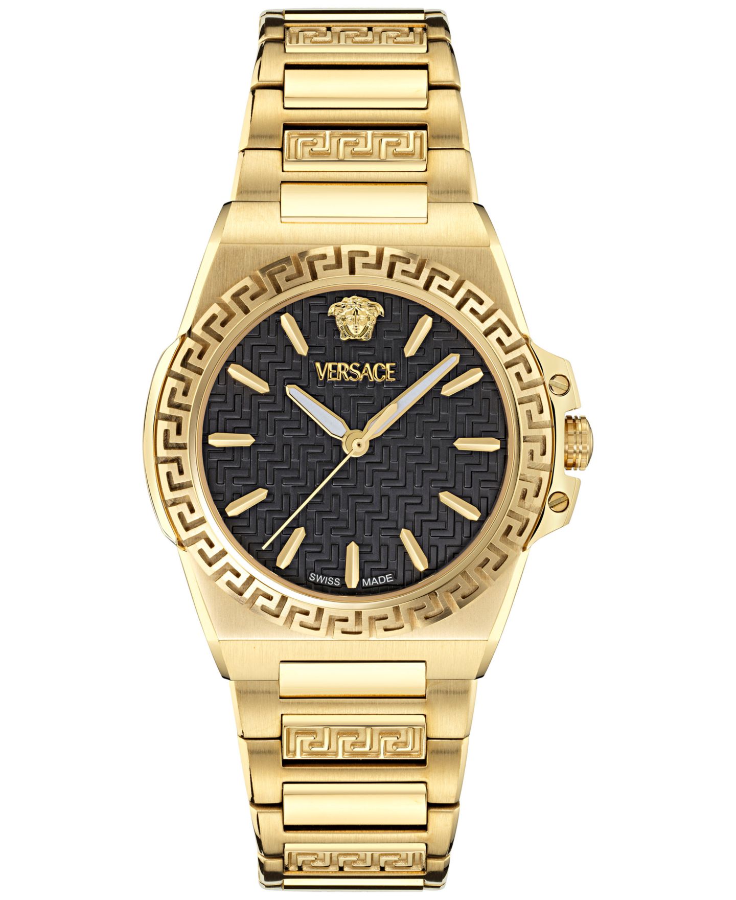 Женские часы Versace Swiss Greca Reaction Gold Ion Plated Bracelet Watch 38mm — фото 1