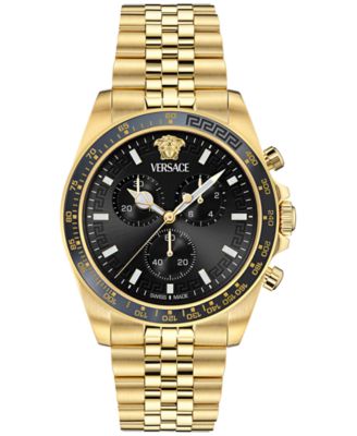 Versace - Men's Swiss Chronograph Greca Chrono Wave Gold Ion Plated Bracelet Watch 43mm