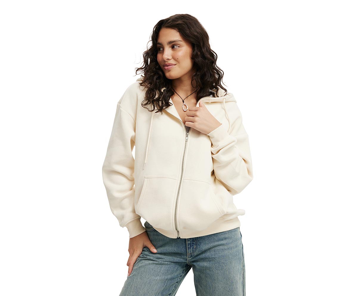 Cotton On Women's Classic Zip-Through Hoodie - Cream