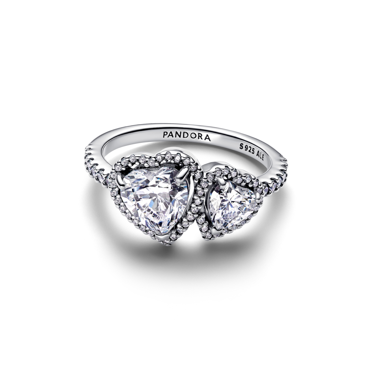 Pandora Sterling Silver Sparkling Halo Hearts Ring In Sterling Silver