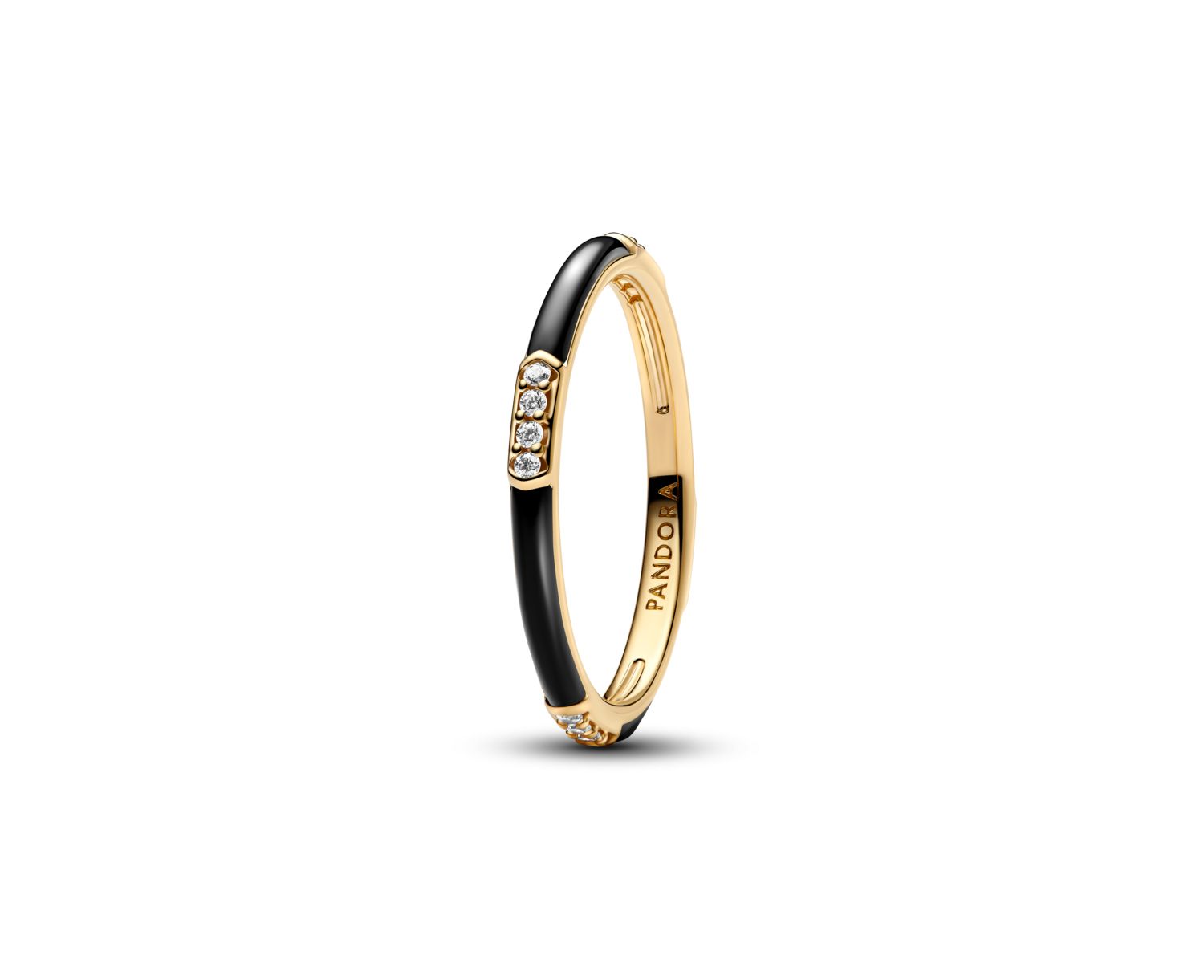 Black Enamel and Stones Statement Ring