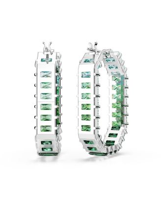 Matrix Rhodium Plated Baguette Cut Hoop Earrings