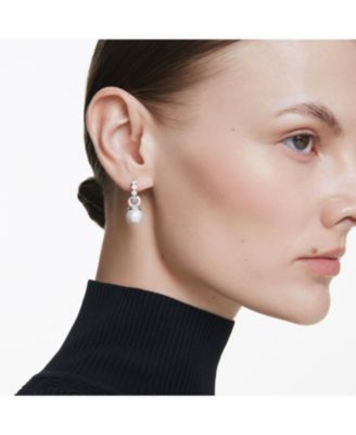 Matrix Rhodium Plated Round Cut Drop Earrings