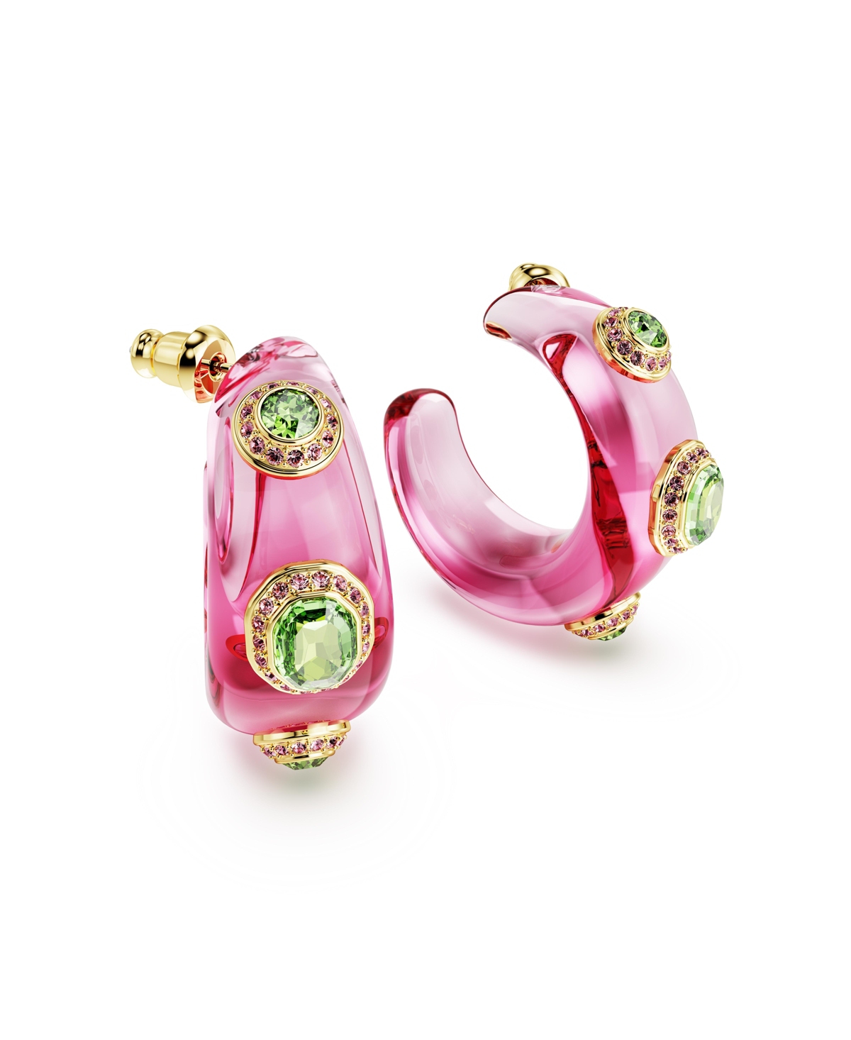 Swarovski Dulcis Mixed Cuts Multicolored Gold-tone Plated Cuff Bracelet In Open Misce