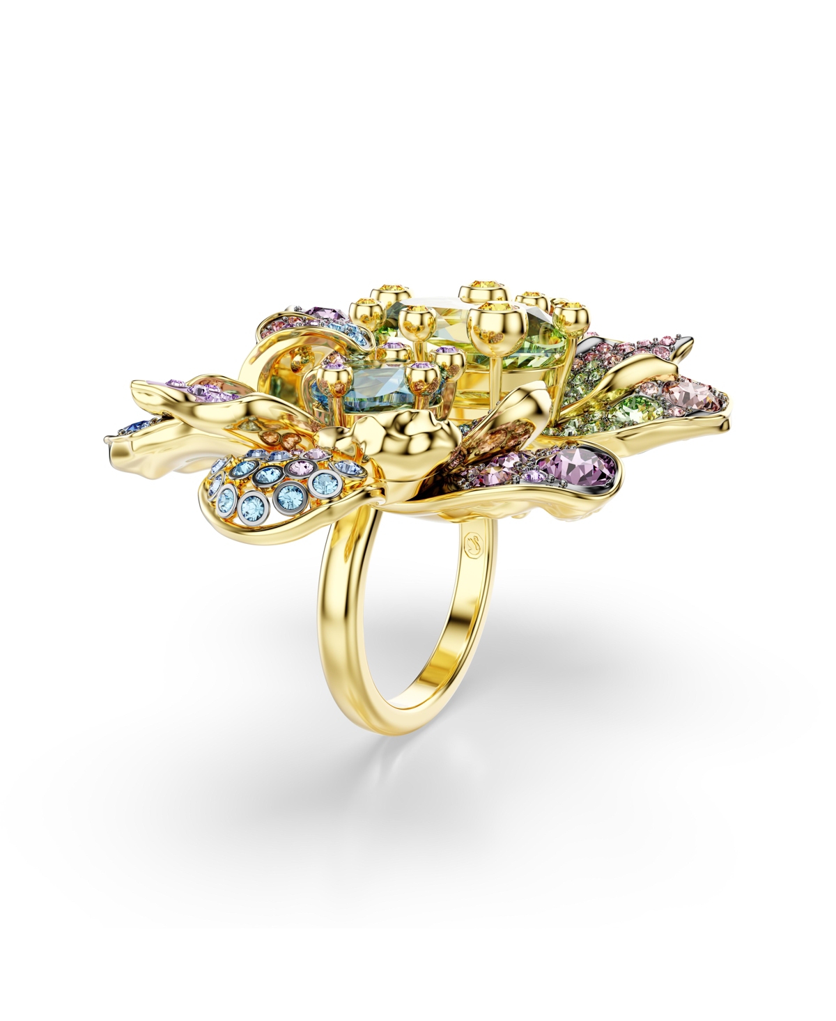 Swarovski Idyllia Mixed Metal Finish Flower Ring In Multicolored
