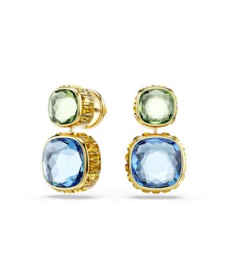 Chroma Gold-Tone Plated Cushion Cut Drop Earrings