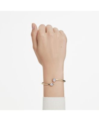 Imber Mixed Cuts White Gold-Tone Plated Bangle Bracelet