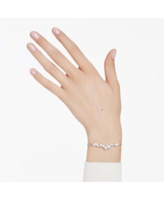 Constella Round Cuts White Rhodium Plated Bangle Bracelet