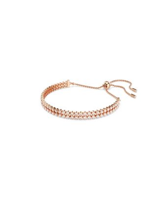 Matrix Round Cut White Rose Gold-Tone Plated Tennis Bracelet