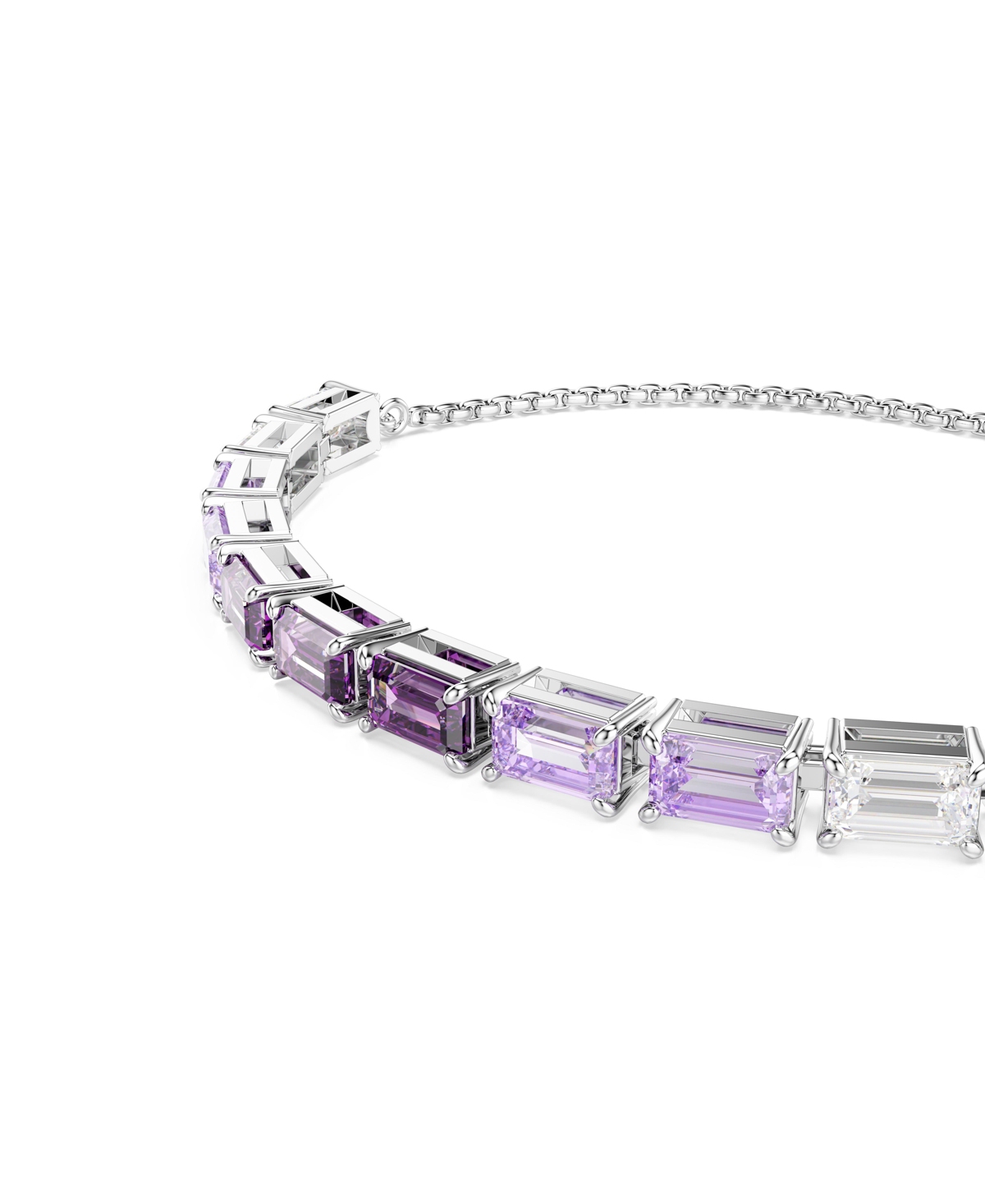 Swarovski Matrix Baguette Cut Purple Rhodium Plated Bracelet In Purple