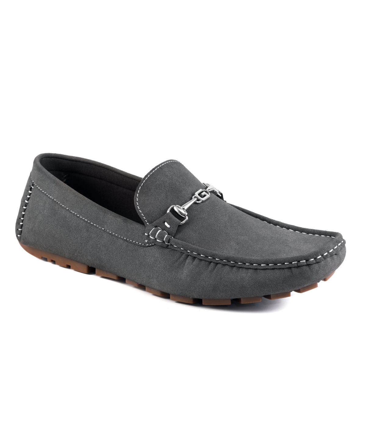 Guess Men's Ansto Logo Bit Detailed Driving Loafers In Dark Gray