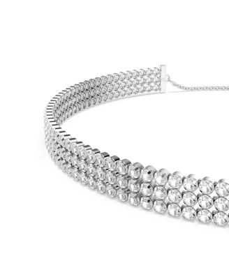 Matrix Choker Round Cut White Rhodium Plated Tennis Necklace