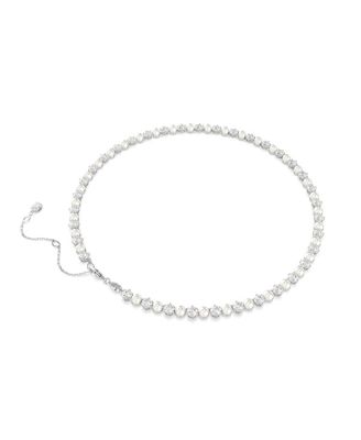 Matrix Round Cut White Rhodium Plated Tennis Necklace