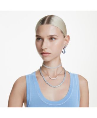 Matrix Gradient of Round Cut White Rhodium Plated Necklace