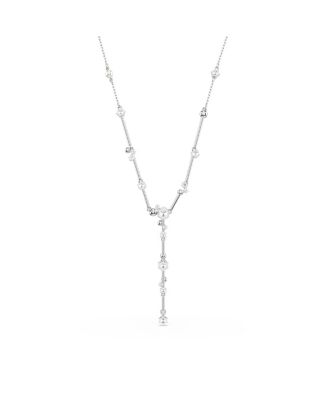 Constella Round Cuts White Rhodium Plated Y Necklace