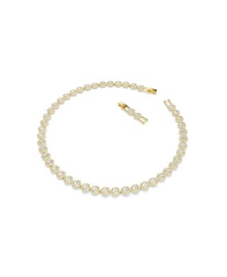Una Angelic Round Cut White Gold-Tone Plated Tennis Necklace