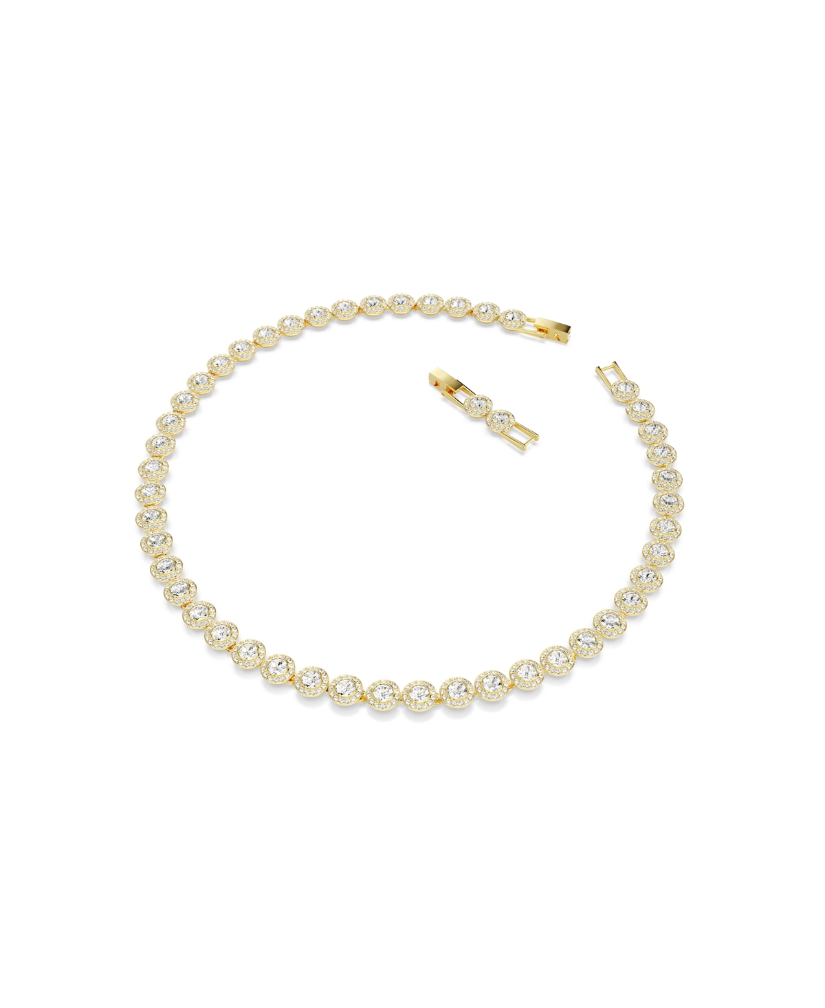 Swarovski Una Angelic Round Cut White Gold-tone Plated Tennis Necklace In Gold