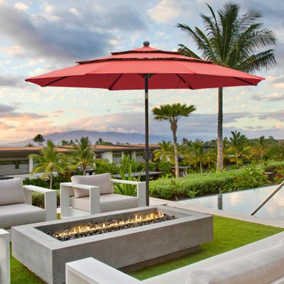 Garden Market Umbrella - Outdoor Patio Umbrella Round-Wine Red