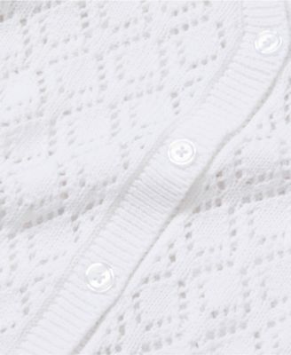 Girls Button Front Pointelle Knit Cardigan