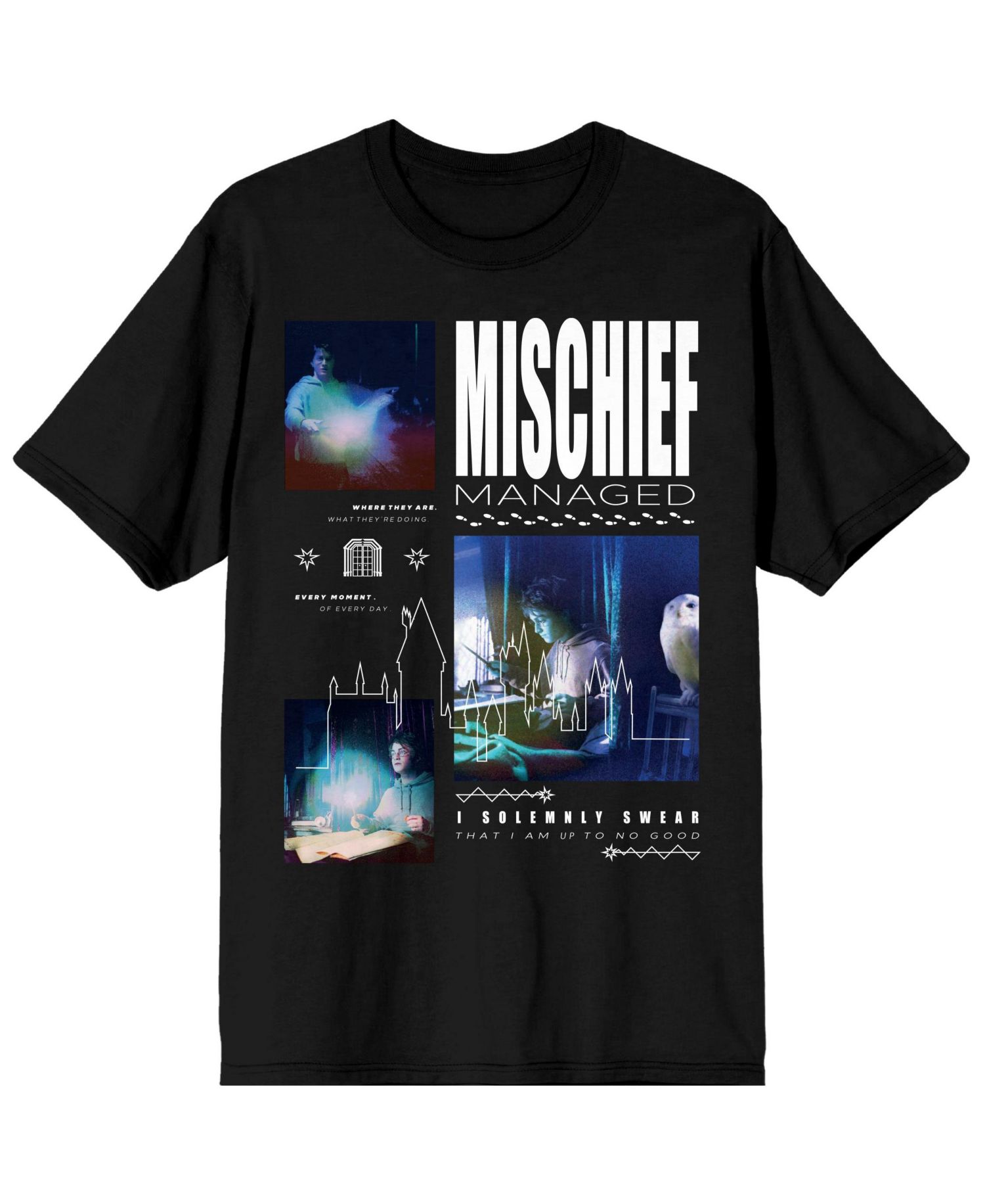 Big & Tall Hedwig Mischief Managed Black Graphic Tee Shirt-4XL