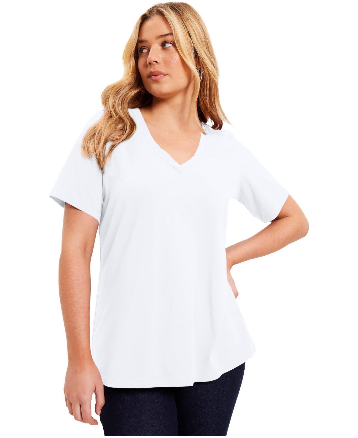 Women's June and Vie Short-Sleeve V-Neck One + Only Tee