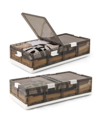 2 Pack 26.5 Gal Under Bed Storage Containers with Wheels Double Opening Lids
