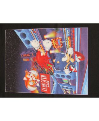 Men's Sonic Mania Game Tails, Sonic, Knuckles the Echidna Black Graphic Tee-3XL