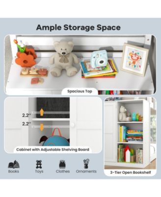 Bunk Bed with Convertible Bookcase and Ladder, Space-Saving Design for Kids' Rooms