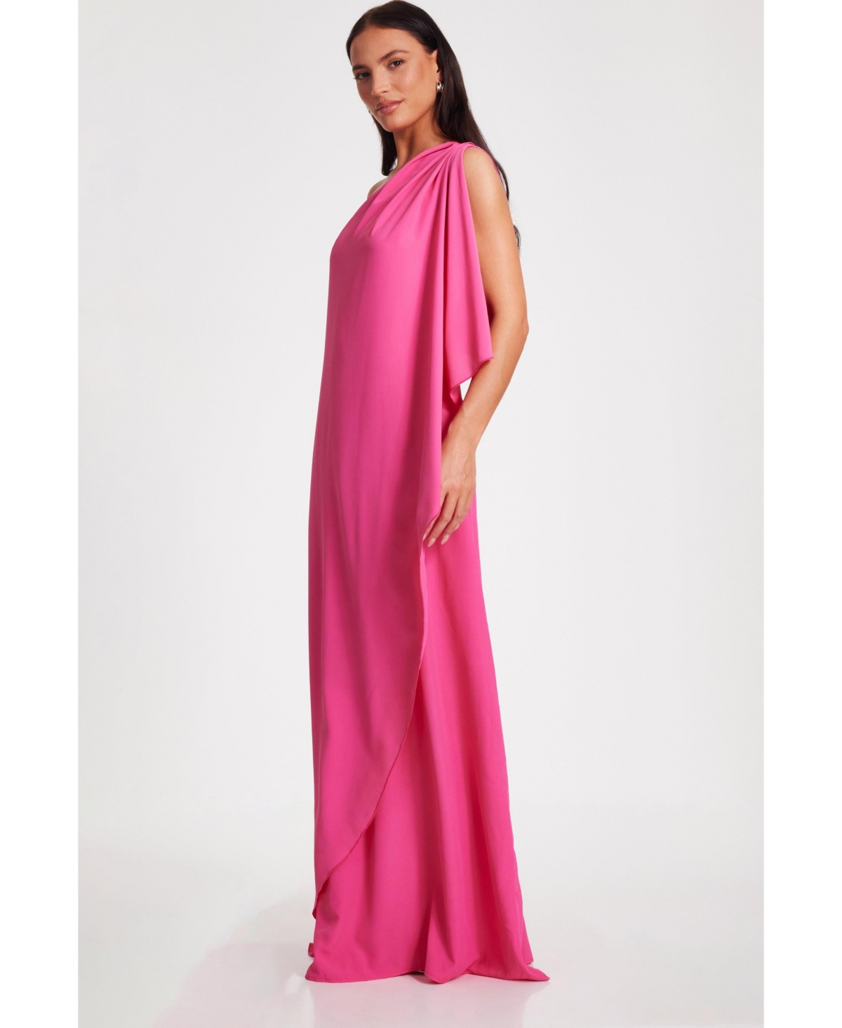 Quiz Women's One Shoulder Frill Detail Crepe Maxi Dress