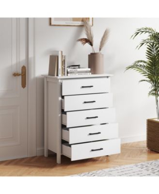 Modern 5-Drawer Chest Dresser for Bedroom or Entryway Storage and Organization