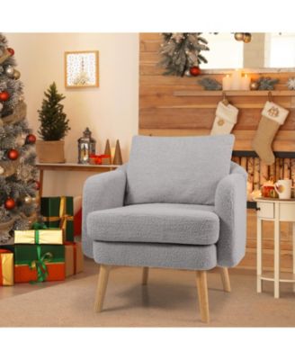 Sherpa Accent Chair Modern Living Room Chair with Seat Cushion