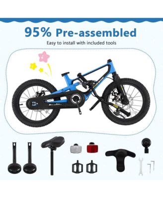 16 Inch Children Bicycle with Training Wheels & Double Disc Brakes Adjustable Seat Magnesium Alloy