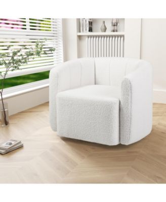 Modern Upholstered Sherpa Accent Chair with Curved Backrest and Armrests