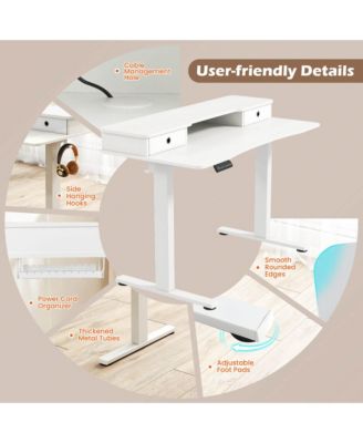55"x 24" Electric Standing Desk with 2 Drawers Monitor Stand Storage Shelf