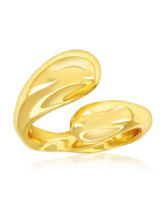 Sterlng Silver Gold Plated High Polished Puffed Bypass Ring