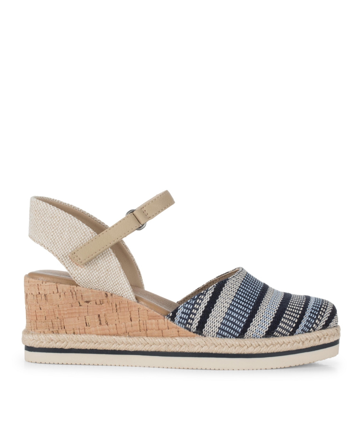 Baretraps Women's Alycia Closed Toe Wedge Sandals In Navy Multi