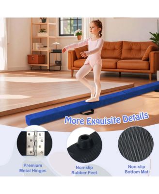 8 FT Folding Gymnastic Beam with Anti-slip Base Pine Wood Frame Carrying Handle