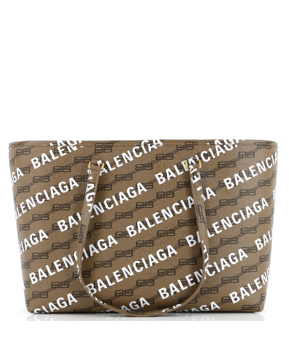 Medium Signature East-West Shopper Tote Allover Logo Bb Monogram Coated Canvas - Brown