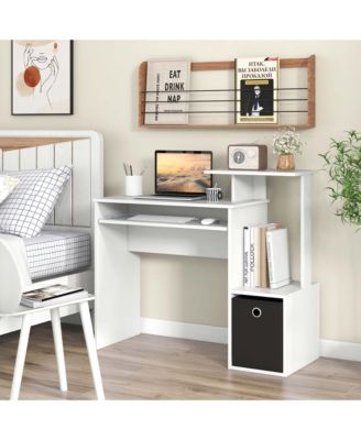 Home Office Computer Desk Space-saving Study Writing Desk with Keyboard Tray