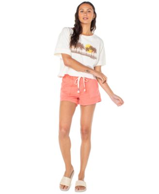 Juniors' Cotton Palm Stripe Crewneck Tee