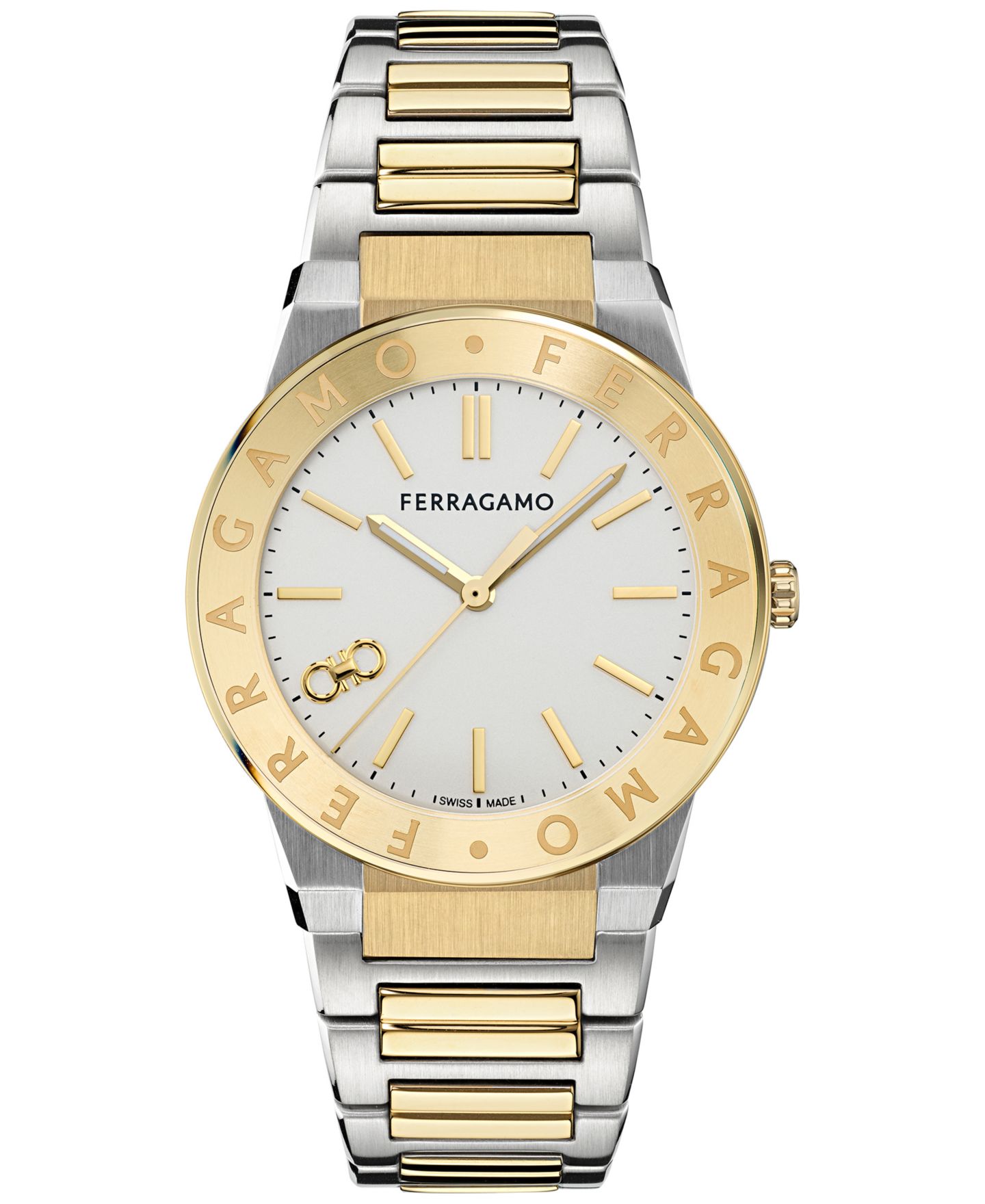 Мужские часы Ferragamo Swiss Sapphire Logo Two-Tone Stainless Steel Bracelet Watch 41mm — фото 1