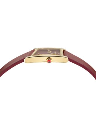 Women's Swiss Asymetrique Burgundy Leather Strap Watch 22x36mm