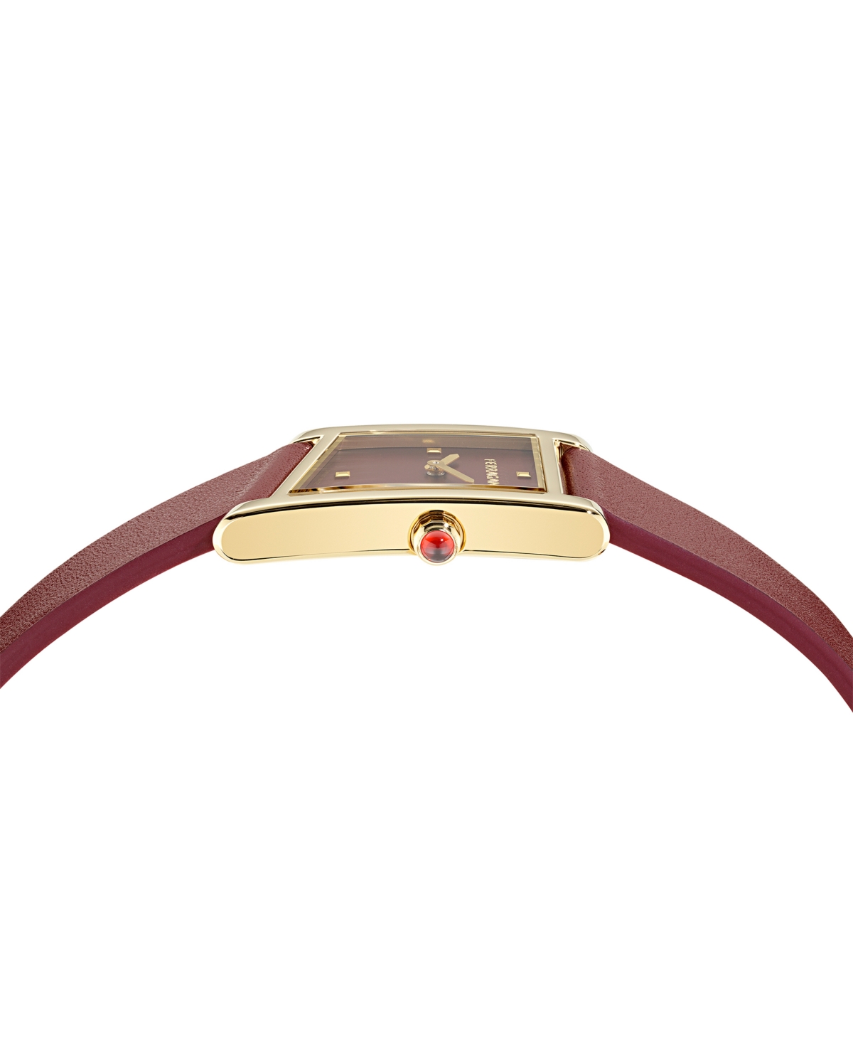 Ferragamo Women's Swiss Asymetrique Burgundy Leather Strap Watch 22x36mm In Gold